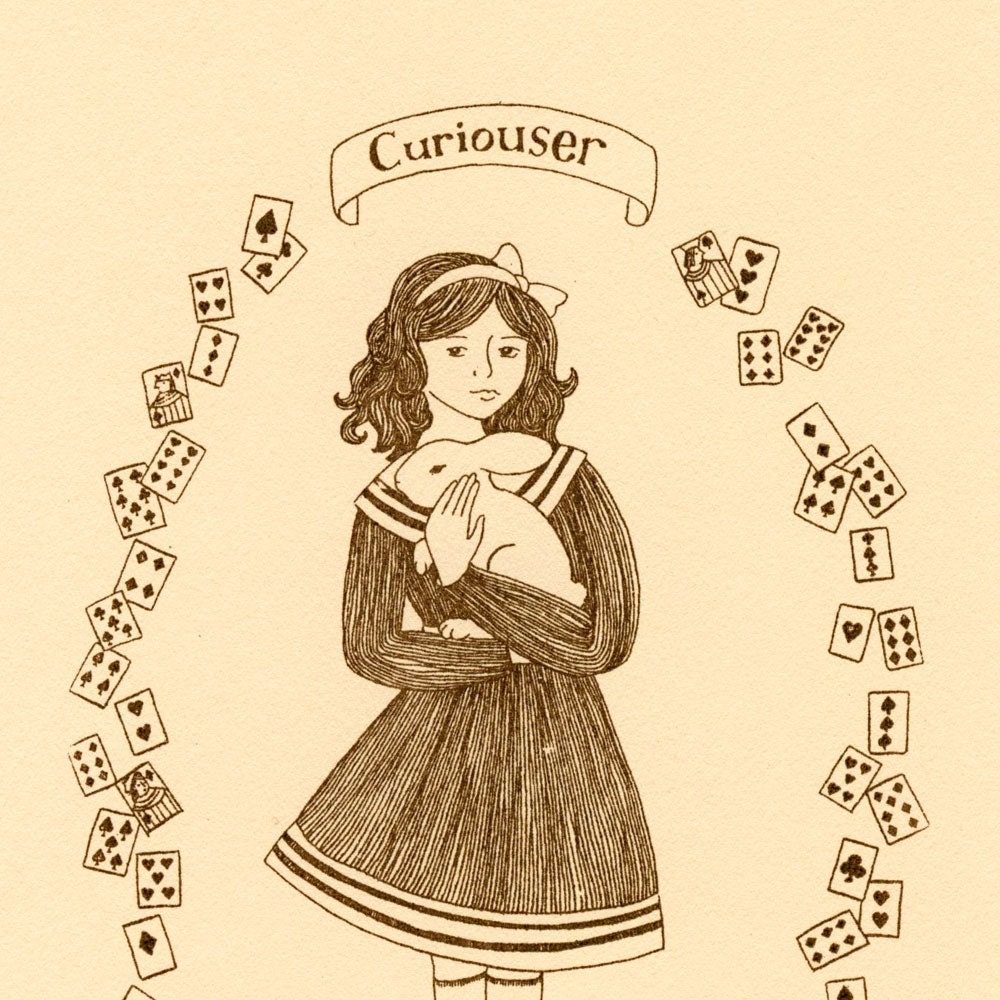 Alice in Wonderland Gocco print by Yardia - Lewis Carroll, Curiouser