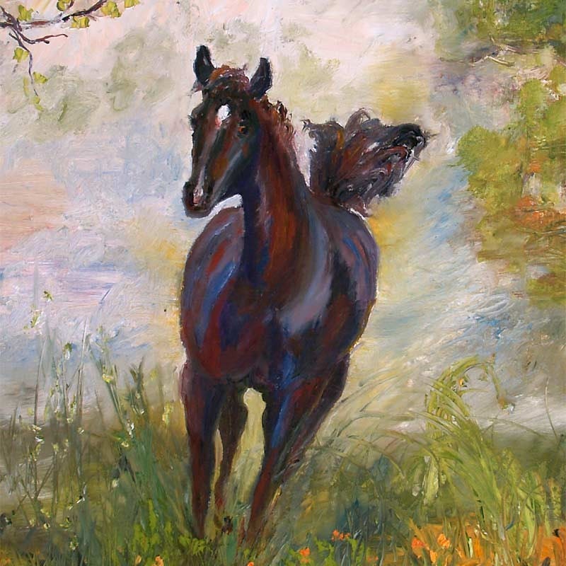 Horse Equestrian Original Oil Painting by Ginette Callaway