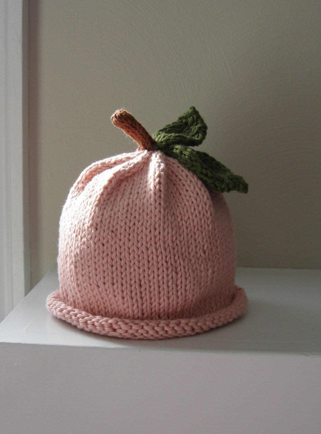 Peach Hat  for Babies - Soft Cotton - Pastel - 6-18 Months - Made to order - Cute Photo Prop or Everyday Use