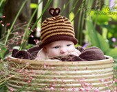 Honeybee Hat for Babies - Autumn - Harvest - Fall - Wool - Natural - Sz 0 - 3 Months - Made-to-Order