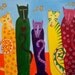 cats and stars acrylic art cat painting original teamwwes MMA