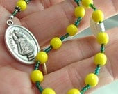 Holy Infant Jesus Chaplet with Opaque Yellow Czech Druk Beads
