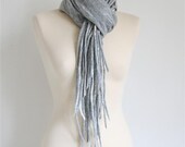 Silver Grey Merino Wool and Silk Felt Women Blanket Scarf