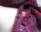 Deep Purple Pink Merino Silk Felted Distressed Scarf, OOAK