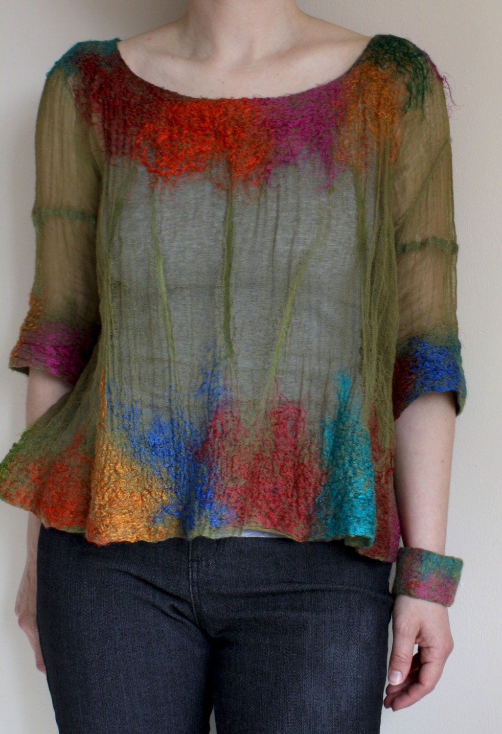 Eden, Shear Top in merino, cotton, silk, OOAK