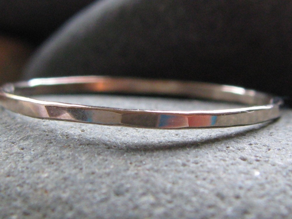 14K White Gold Hammered Ring.