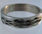 Men's Rugged Wedding Ring Band. Oxidized Palladium