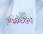 Retro Modern Floral - Hand Embroidered Tea Towel