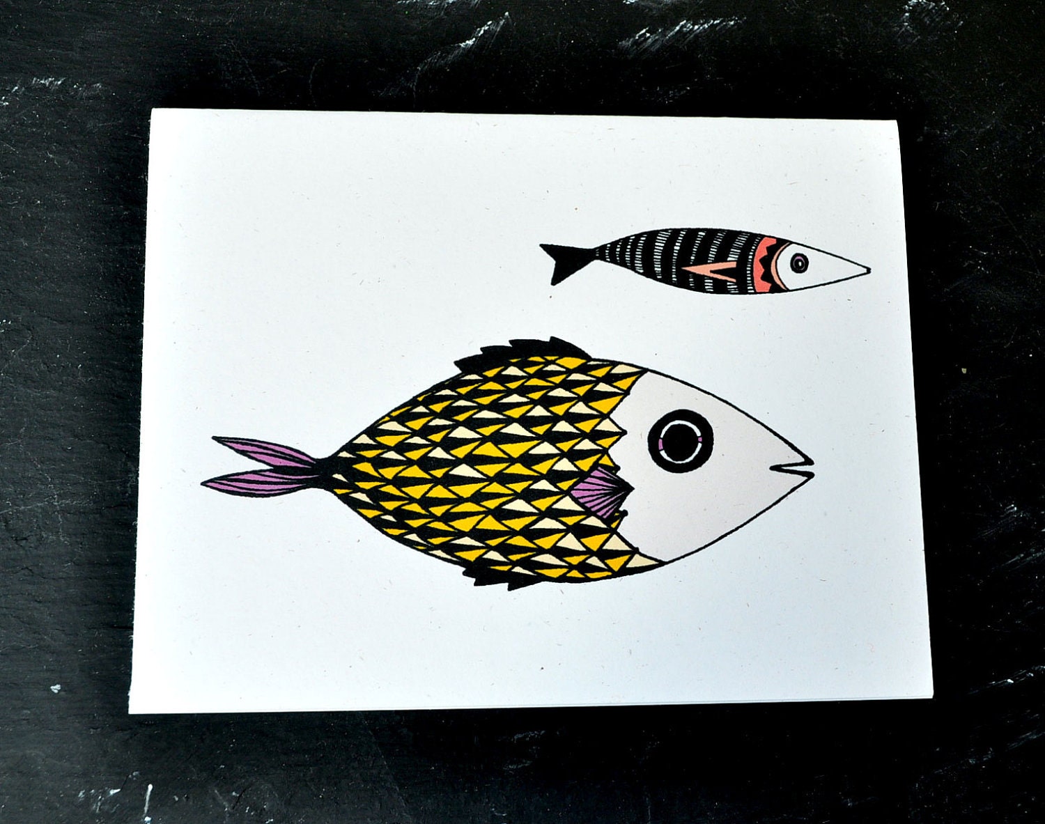 Gold Fish with Stripe Fish notecard