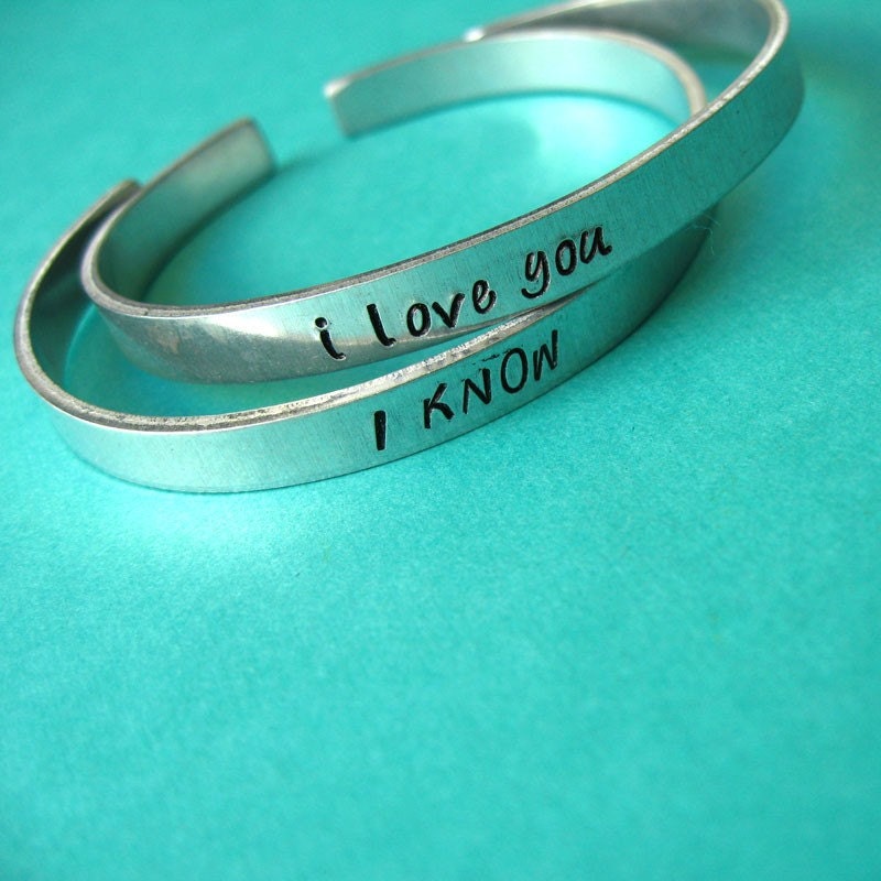 Star Wars Bracelets - Set of 2 Han & Leia Cuffs - His and Hers - I love you - I know