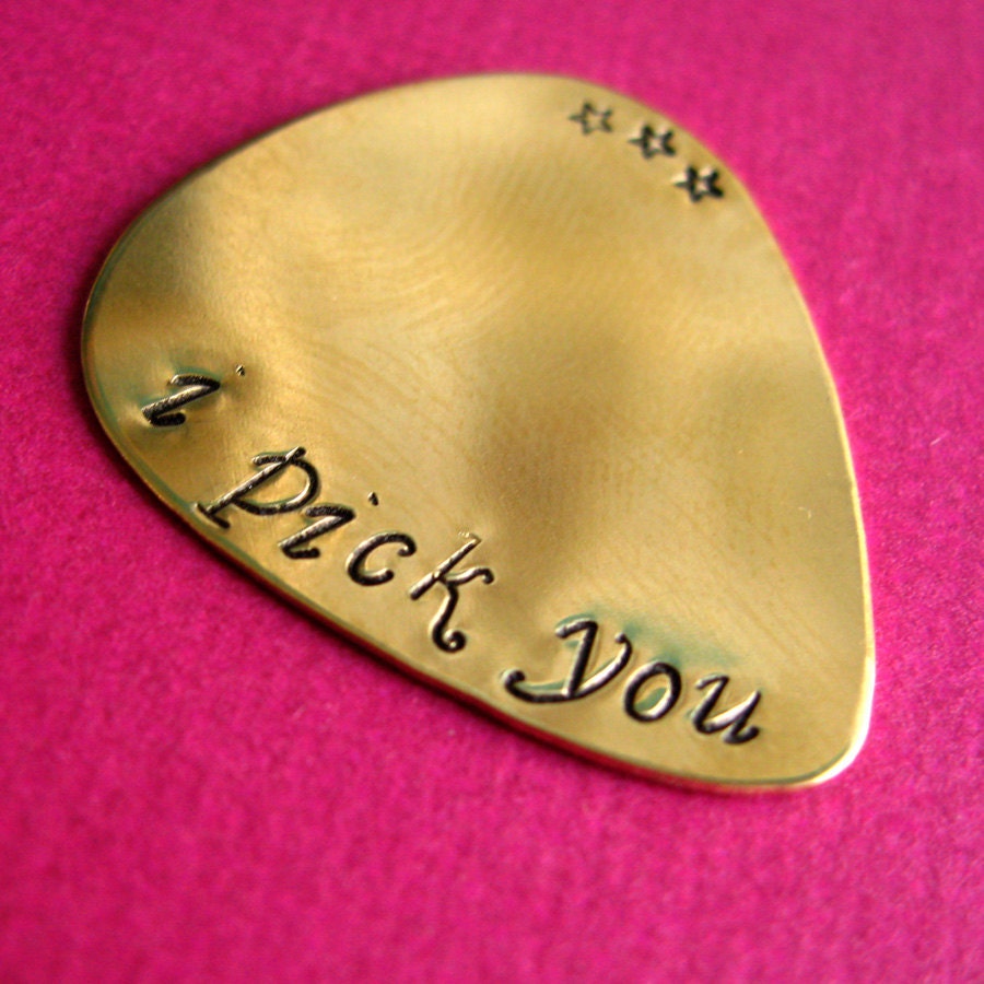 Custom Guitar Pick in Brass -custom stamped