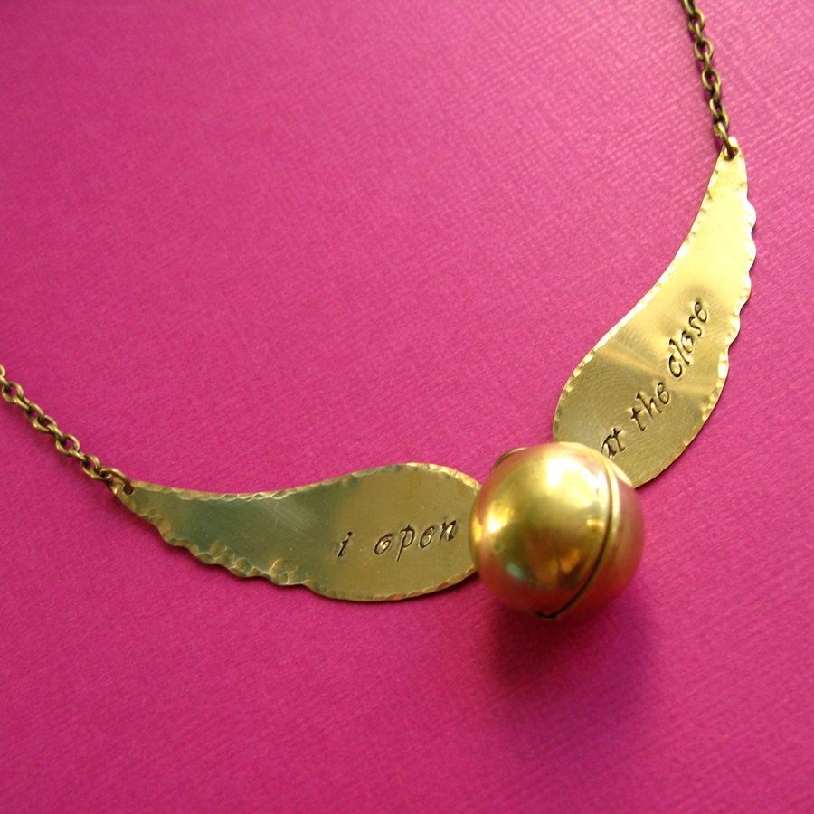 Harry Potter Snitch Necklace Locket Golden Snitch: I open at the close - in brass