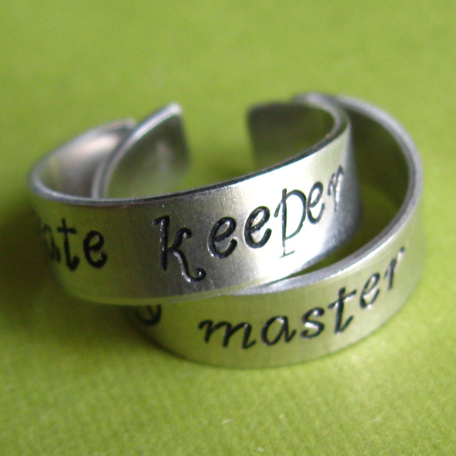 Ghostbusters Rings- Gate Keeper & Key Master - His and Hers - Pair of Adjustable Aluminum Rings