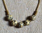 Dalmatian jasper & brass Coturnix Necklace