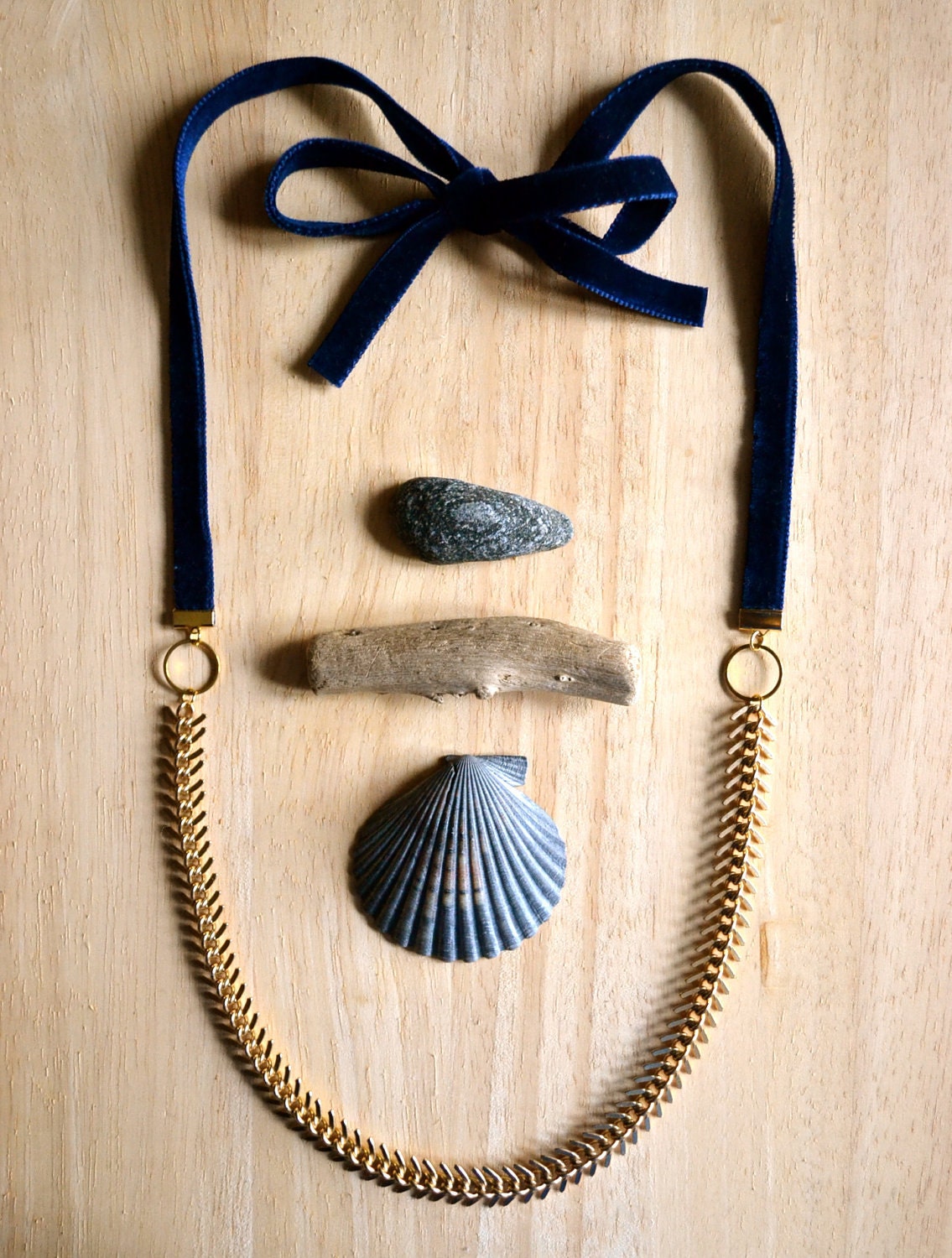 Brass and ribbon Cause & Effect Necklace