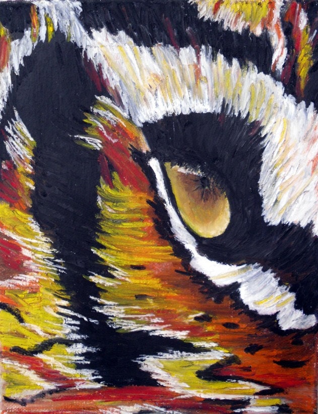 Tigers Eye animal wild  8 in. x 10 in. Tiger oil pastel