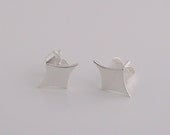 Small Retro Diamond Stud Earrings - silver