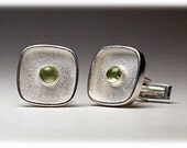 Square Classic Cuff Links with garnet or moonstone or peridot