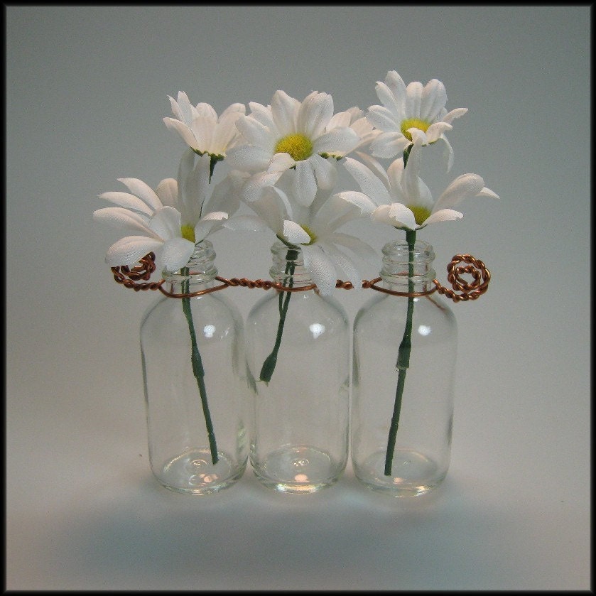 Bottle Runner Vases Wire wrapped Copper by designtalentedone