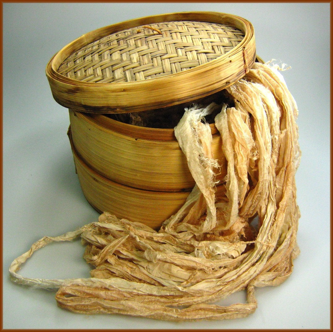 Chiffon Silk Sari ribbon called Bamboo I HALF skein