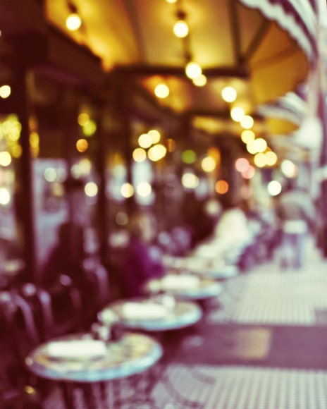 City photography - fine art photography sparkle city lights dusk street cafe amber gold plum evening photograph - 8x10 Cafe Bokeh
