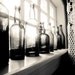 Black and White photography - Vintage glass bottles crochet lace grey antique for him still life photography 8x10