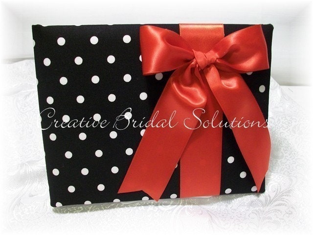 Black and White Polka Dot with Red Wedding Guest Book