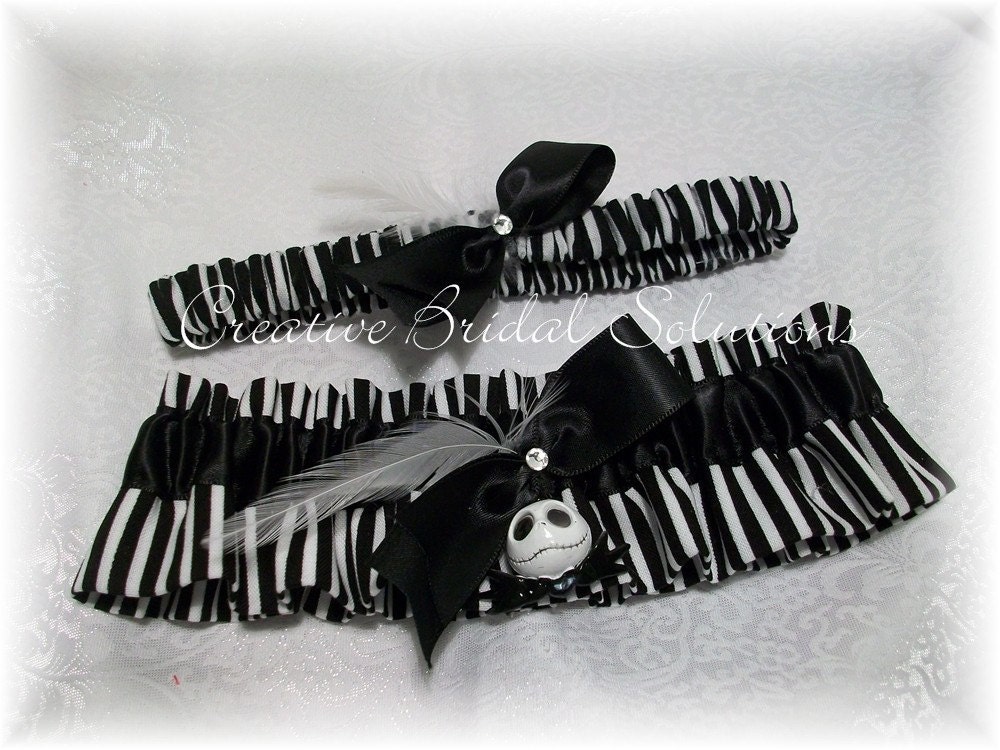 Black And White Jack Skellington The Nightmare Before Christmas Wedding Bridal Garter Set- X-Large
