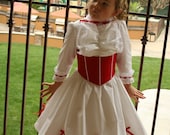 Jolly Holiday Mary Poppins dress white with red custom design in boutique size 2T-8 Tinkerella Creations - tinkerellacreations