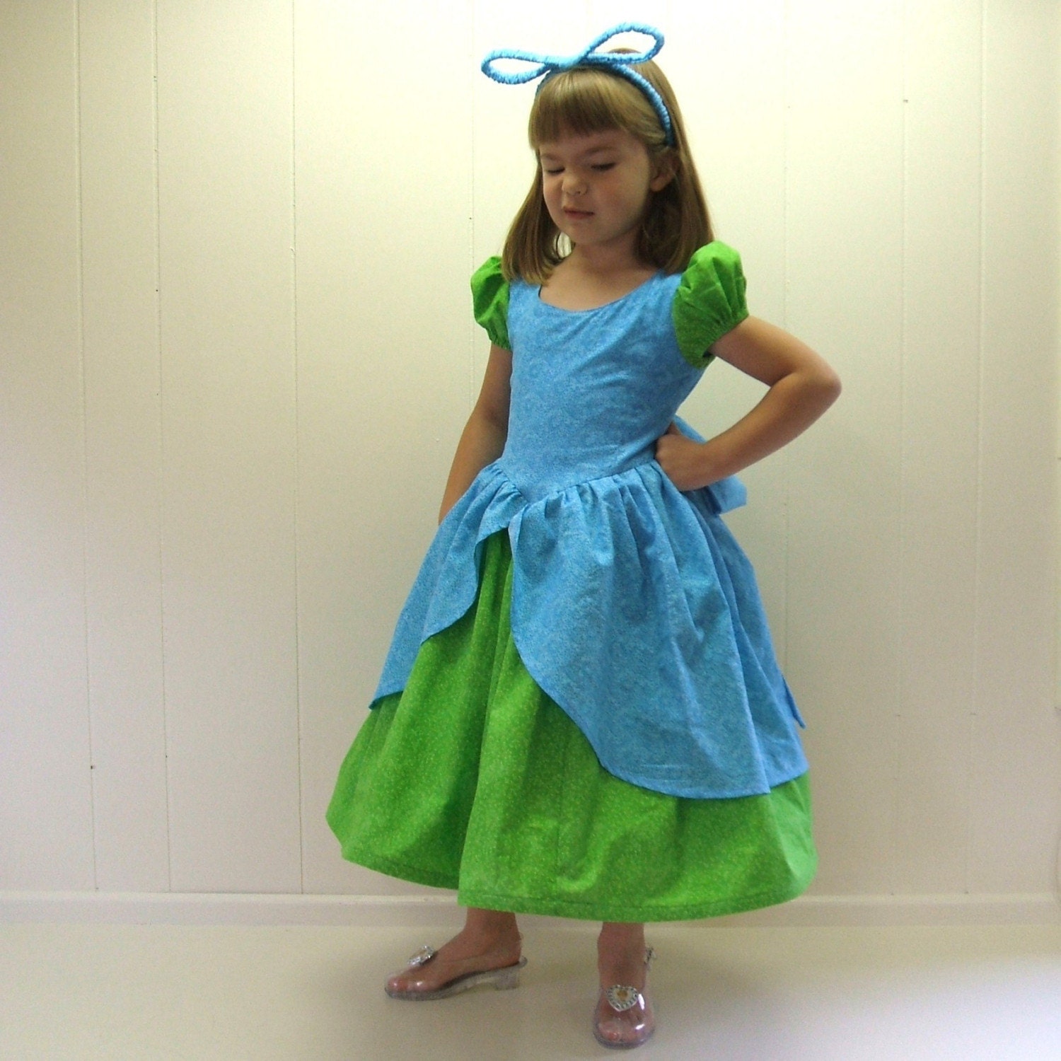 Cinderella's BEAUTIFUL stepsister DRIZELLA  ball gown boutique dress in blue and green for your spunky little villain, heroine, or princess