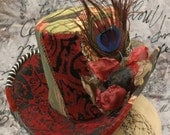 patchwork peacock feather miniature hobo tophat