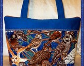 Night Owls under the stars birds small bag purse tote has six inside pockets add a  name