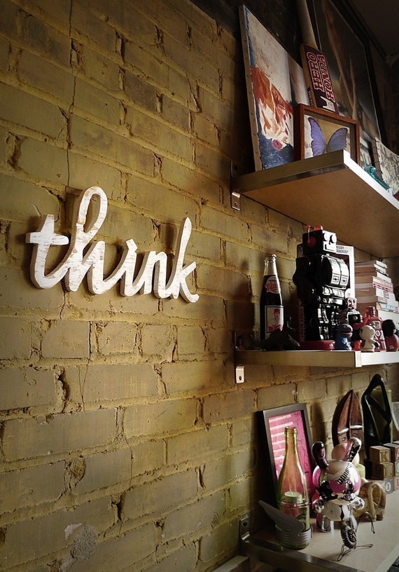 think script handmade wood sign - wall decoration for vintage or modern decor
