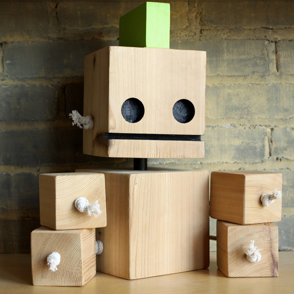 limited edition XL Punk Block Bot made from reclaimed cedar