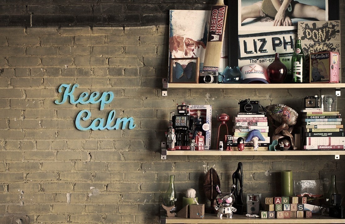 keep calm handmade wood sign - wall decoration for vintage or modern decor