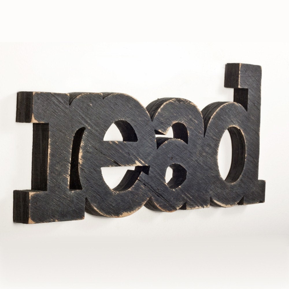 read handmade wood sign in any color - wall decoration for vintage or modern decor