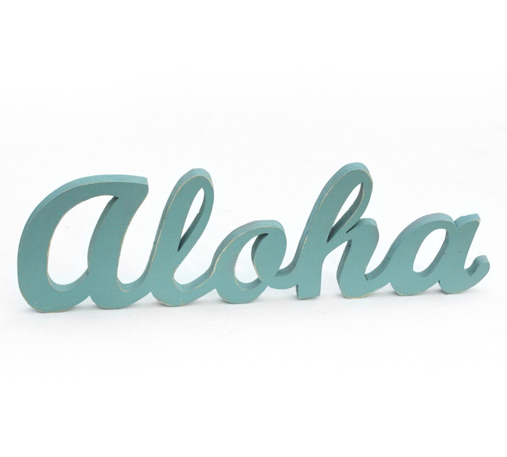 aloha handmade wood sign - wall decoration for vintage or modern decor