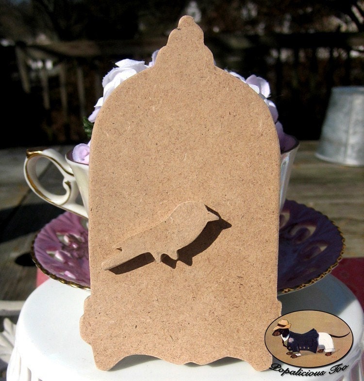Special Order for Lisa Mdf WOOD CUT OUT Vintage Birdcage Shape with Little Dimensional Bird Unfinished and ready to be altered