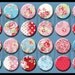 24 Cottage Chic Red & Turquoise Florals Flat back buttons