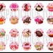 Macarons and Sweet Treats 1 inch flat backs or pinback buttons cabochons set of 20