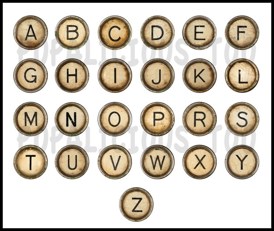 Vintage Typewriter Key Alphabet Flat back buttons set of 26 SPECIAL Price