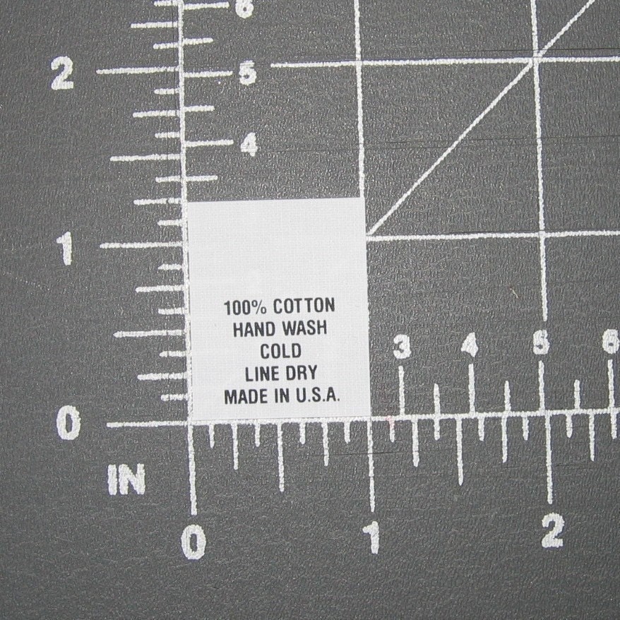 50 Care Content -- Hand Wash Line Dry USA Made -- Clothing Garment Tags Labels