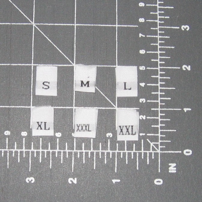 50 Woven Size Tags - Mixed Lot - You choose 50 labels from sizes S m L XL XXL XXXL