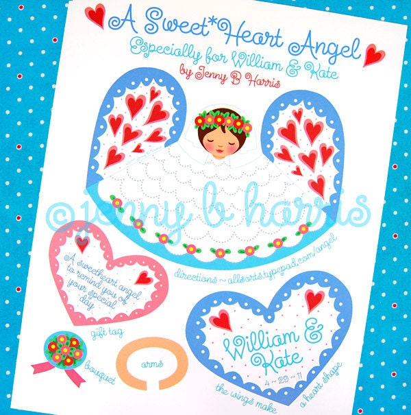 Printable Paper Bride Angel - Customized with Names & Event Date