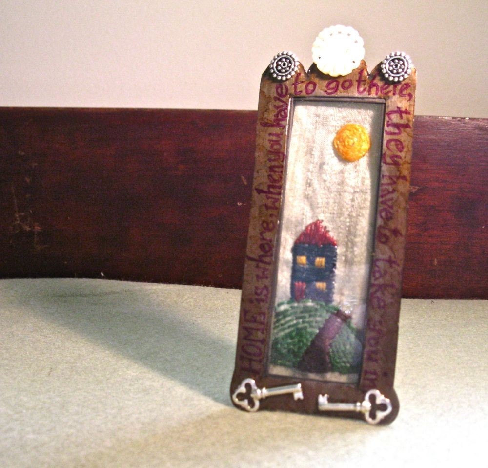 Home Shrine  Embroidered Tin Nicho