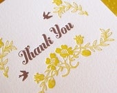 Letterpress Thank You - french floral (set of 6)