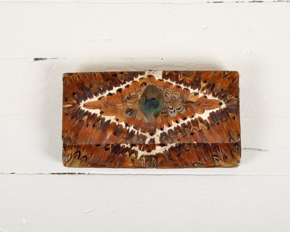 vintage peacock feather clutch