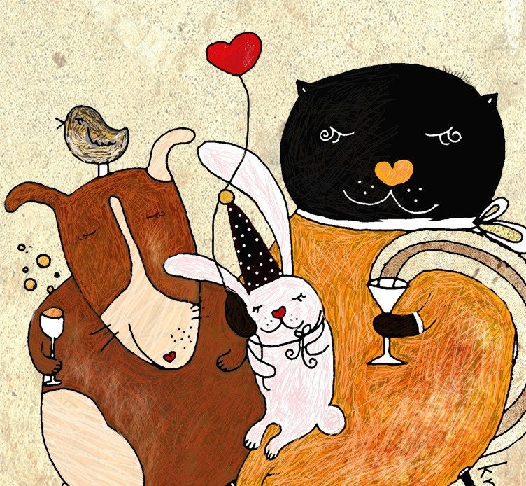 Animal digital illustration print - Celebrate/50% donated to diferent Animal Rescue Shelters in Spain