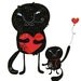 Art Digital Print, Black cat in love, Cat Illustration Art Print, Limited Edition to 50