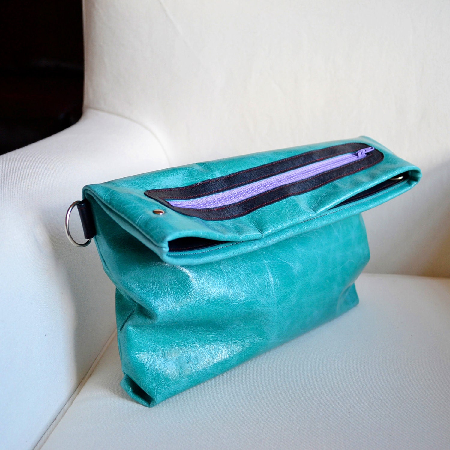 The Abby Foldover Satchel in Teal - MADE TO ORDER